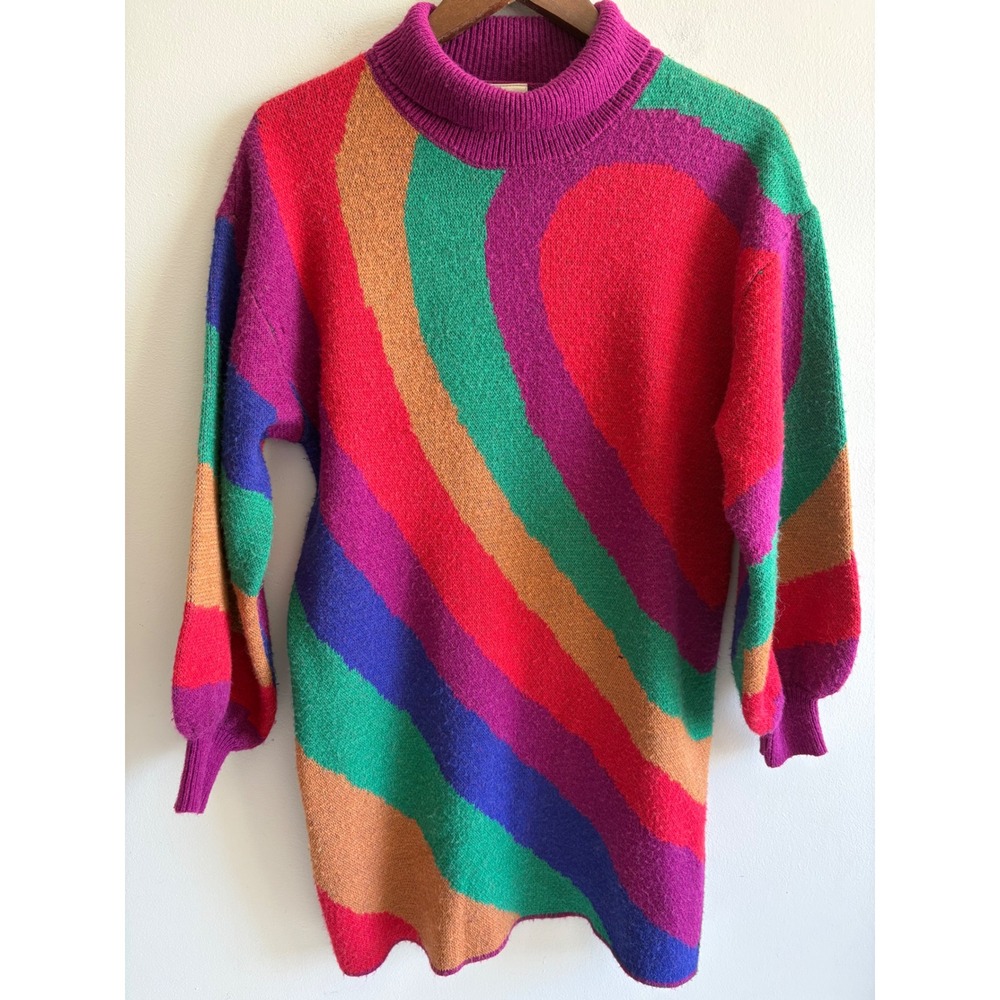 FARM Rio Rainbow Wild Hearts Sweater Dress Small Colorful Knit